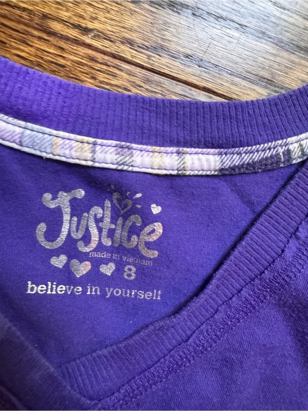 Justice Purple and Gray Short Sleeve Love Graphic Tees